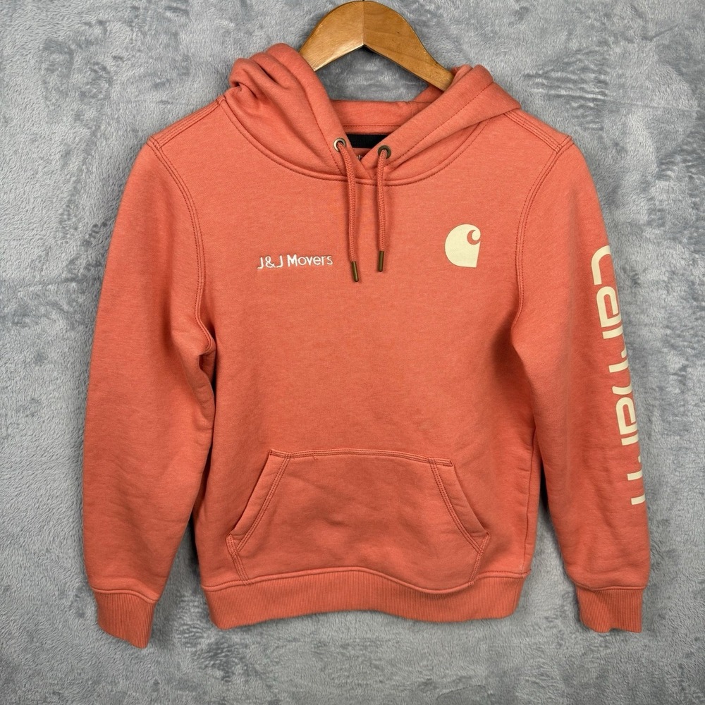 Carhartt Women's Relaxed Fit Midweight‎ Logo Sleeve Graphic Sweatshirt XS Coral